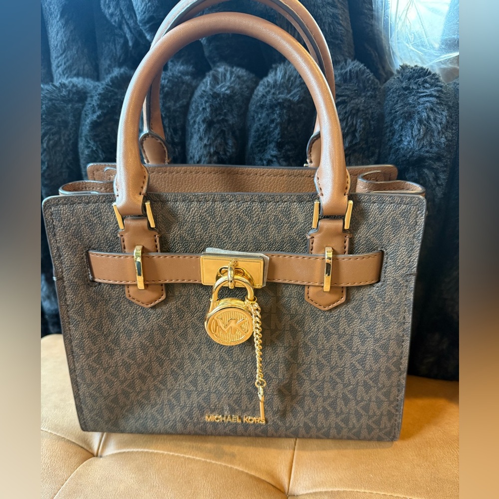 Michael Kors Brown Hamilton Small Logo Satchel